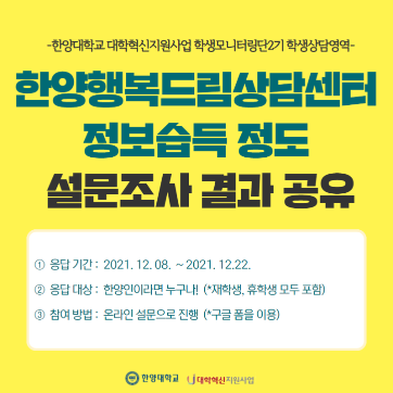 [대학혁신지원사업 학생모니터링단] 모니터링단 활동 인지도 조사 결과